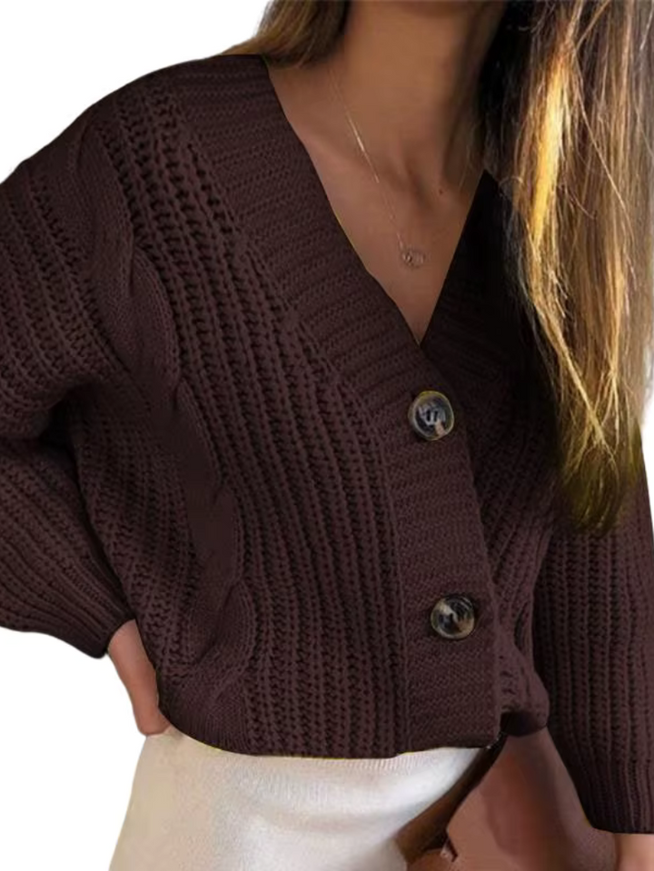 THELMA – Cardigan casual in maglia grossa con motivo a treccia e carattere unico