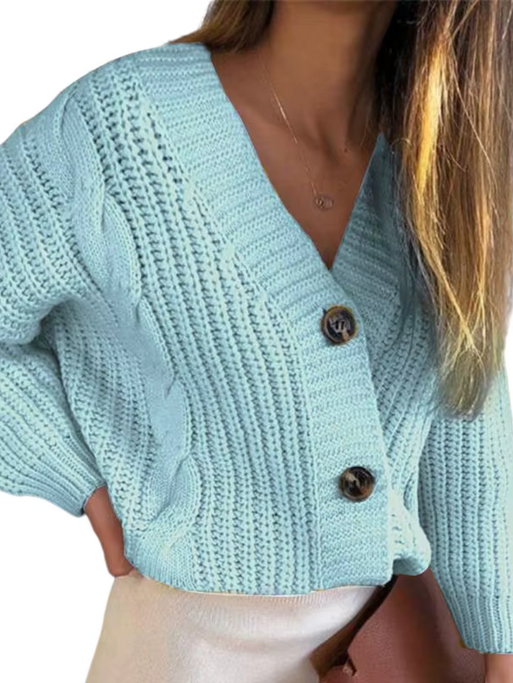THELMA – Cardigan casual in maglia grossa con motivo a treccia e carattere unico
