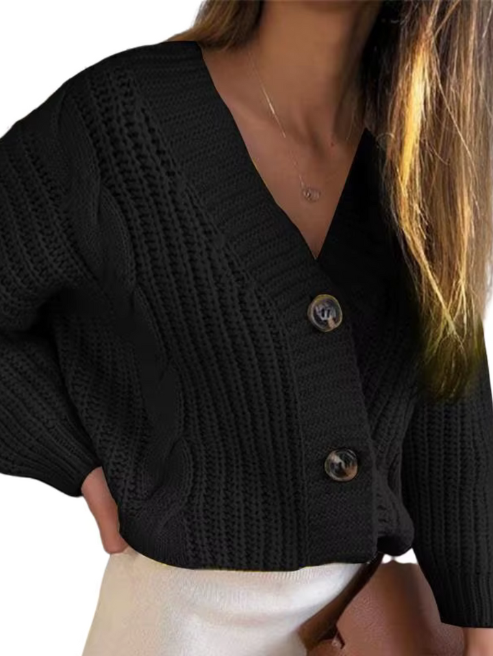 THELMA – Cardigan casual in maglia grossa con motivo a treccia e carattere unico