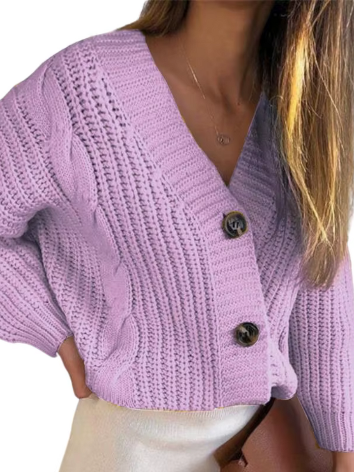 THELMA – Cardigan casual in maglia grossa con motivo a treccia e carattere unico