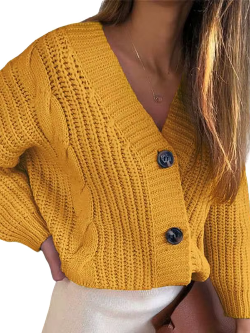 THELMA – Cardigan casual in maglia grossa con motivo a treccia e carattere unico