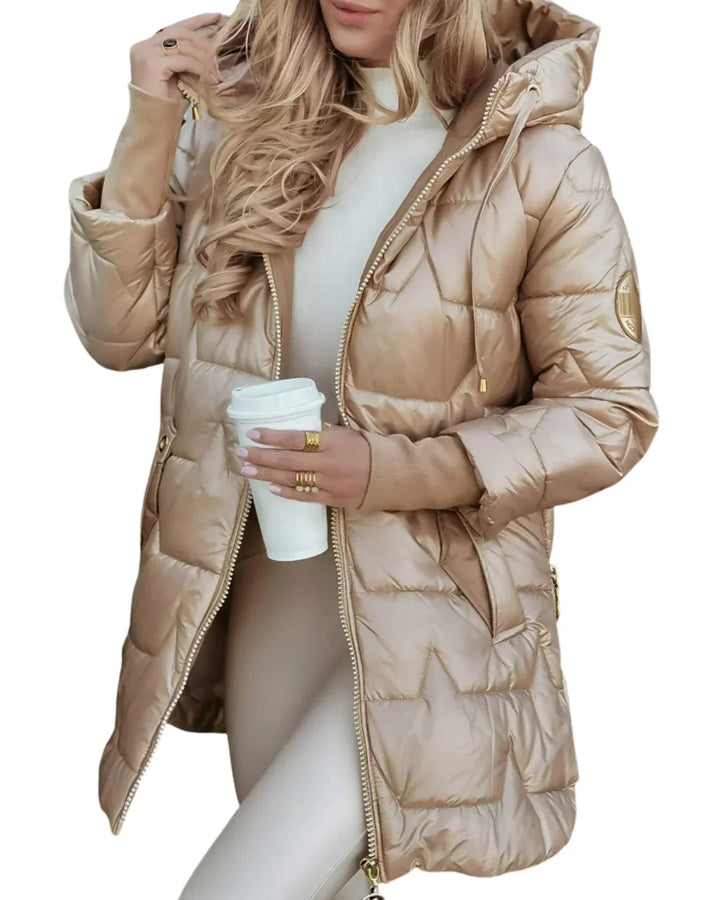 Sorelle Eleganter cappotto invernale da donna con cappuccio e interno imbottito caldo