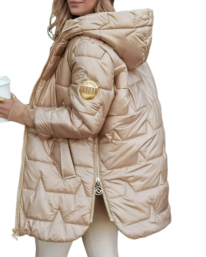 Sorelle Eleganter cappotto invernale da donna con cappuccio e interno imbottito caldo