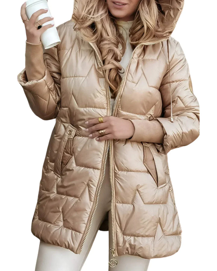 Sorelle Eleganter cappotto invernale da donna con cappuccio e interno imbottito caldo
