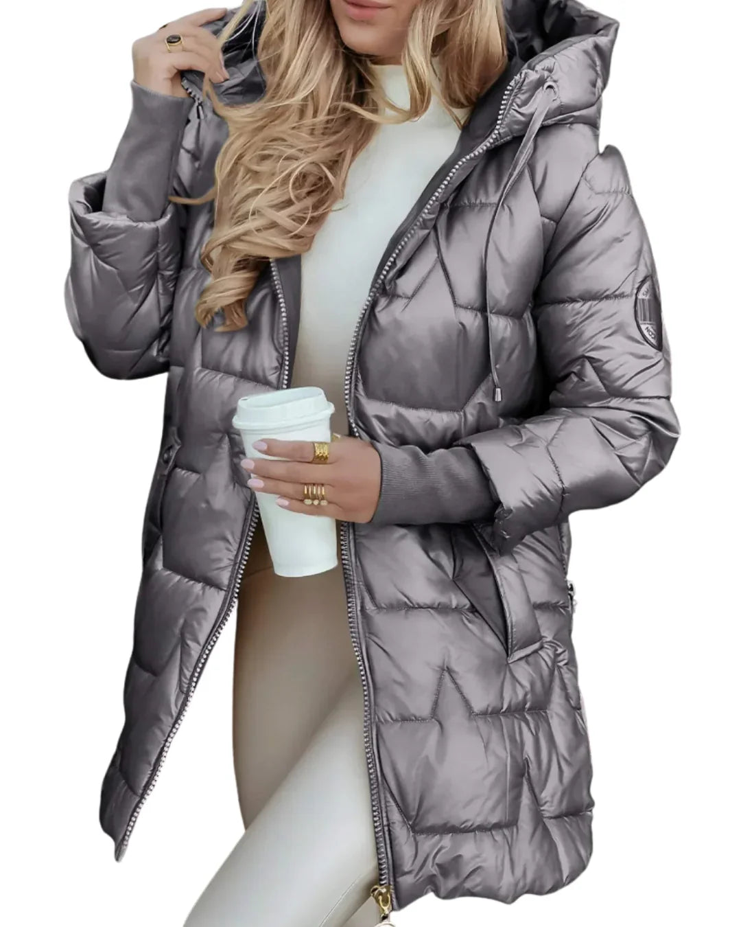 Sorelle Eleganter cappotto invernale da donna con cappuccio e interno imbottito caldo