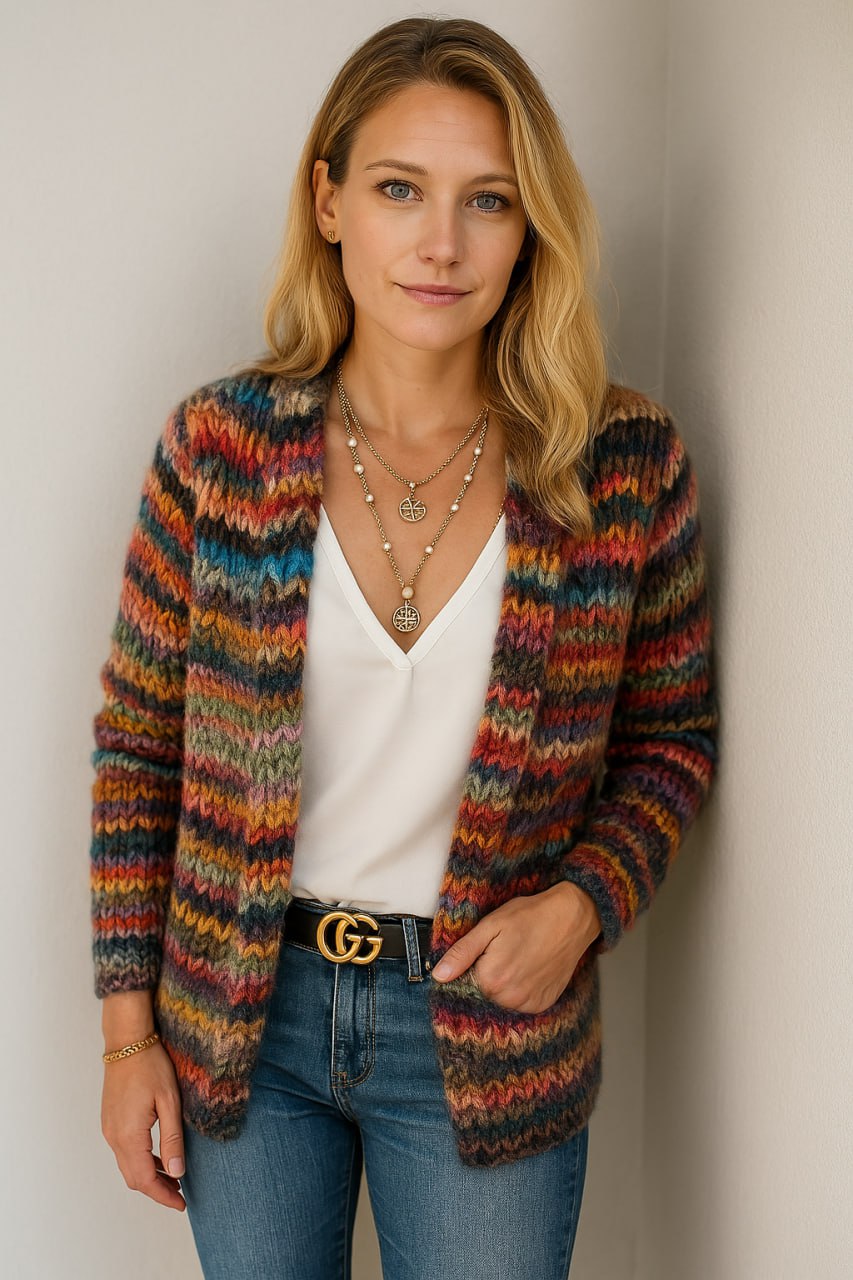 Celena| Cardigan femminile colorato – Paglierone trendy e alla moda