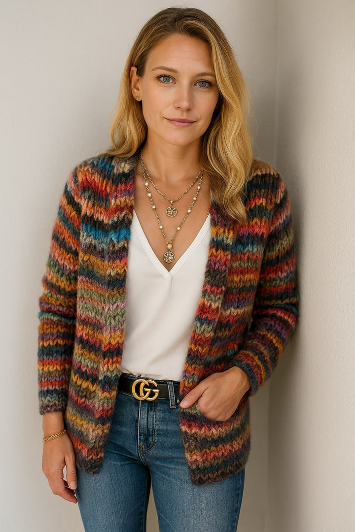 Celena| Cardigan femminile colorato – Paglierone trendy e alla moda