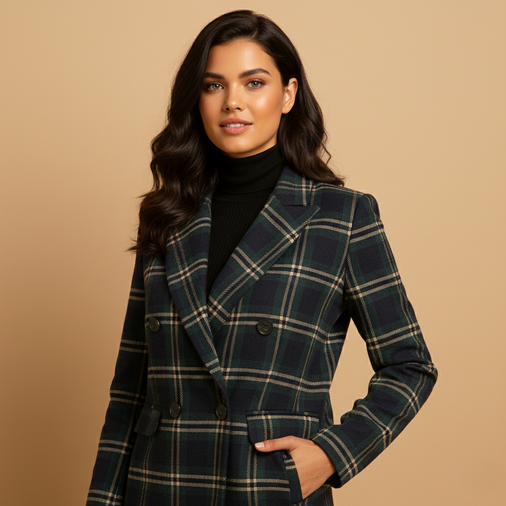 Francesca | Cappotto classico di lana a quadri