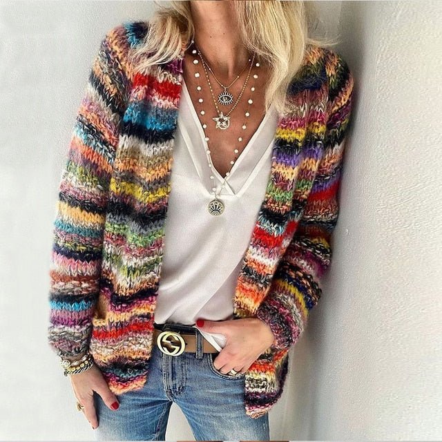 Celena| Cardigan femminile colorato – Paglierone trendy e alla moda